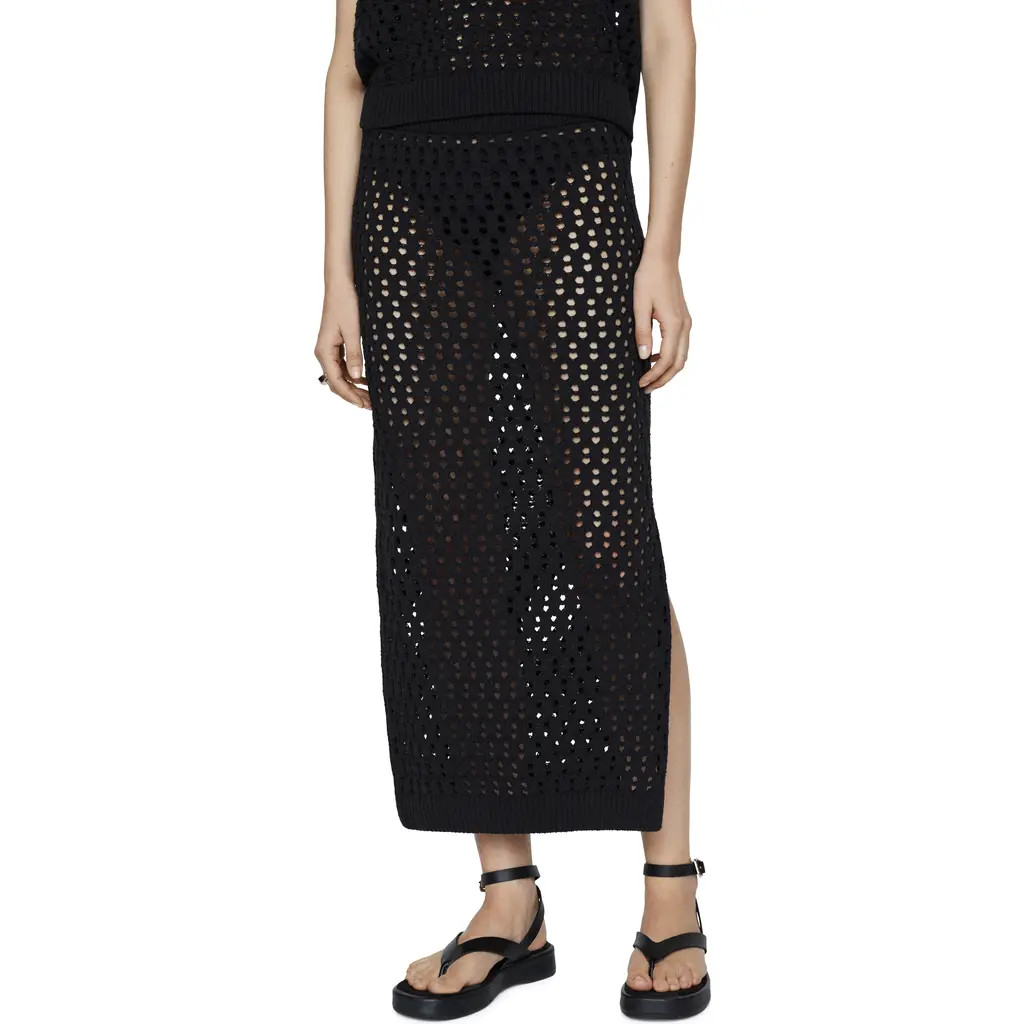MANGO Open Stitch Knit Midi Skirt in Black at Nordstrom, Size Small | Nordstrom