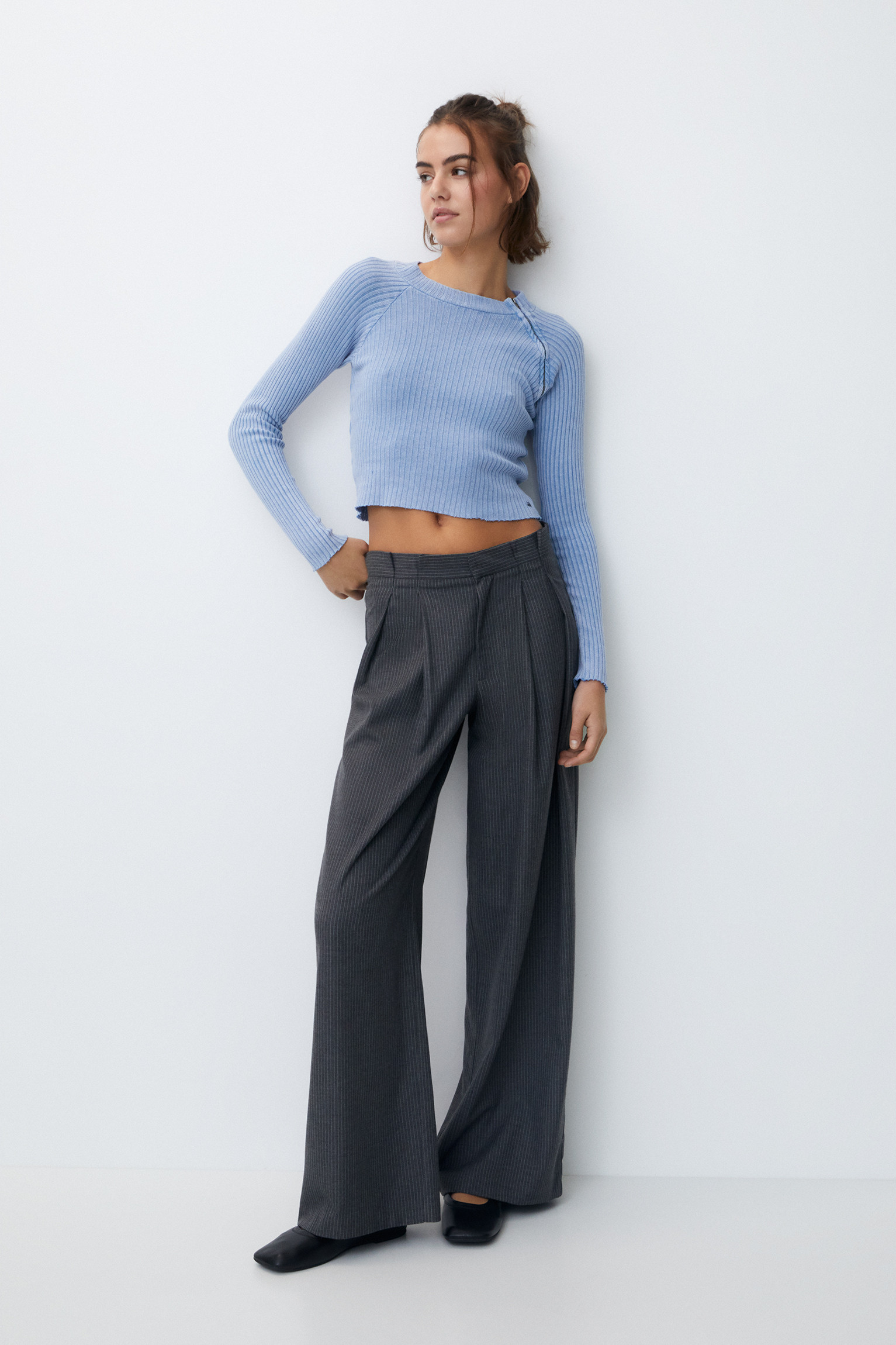 Knit jumper with zip | PULL and BEAR UK