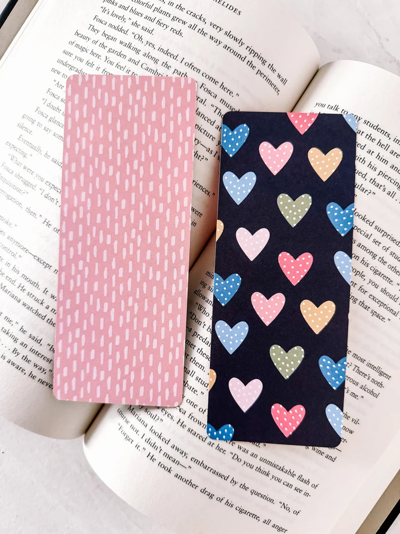 Love Script and Hearts | Valentines Day | Heart Bookmarks | Pink and Red Bookmarks | Handmade | G... | Etsy (US)