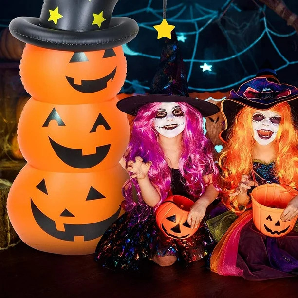 OHOME Halloween Decorations Outdoor 4.5 Ft Halloween Inflatables Tumbler Pumpkin and Witch Hat Ha... | Walmart (CA)