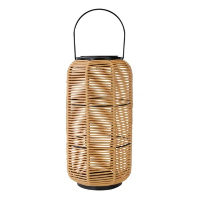 Outdoor Solar Rattan-Style Medium LED Lantern With Handle | Wayfair North America