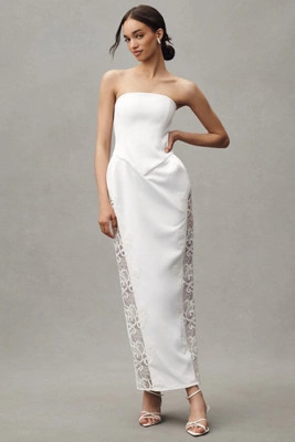 Delfi Collective Cristi Strapless Lace Cutout Maxi Dress | Anthropologie (US)