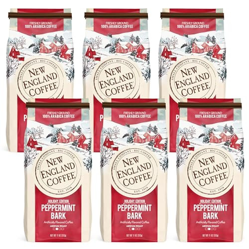 New England Coffee Peppermint Bark Medium Roast Ground Coffee, 11oz Bag (Pack of 6) | Amazon (US)