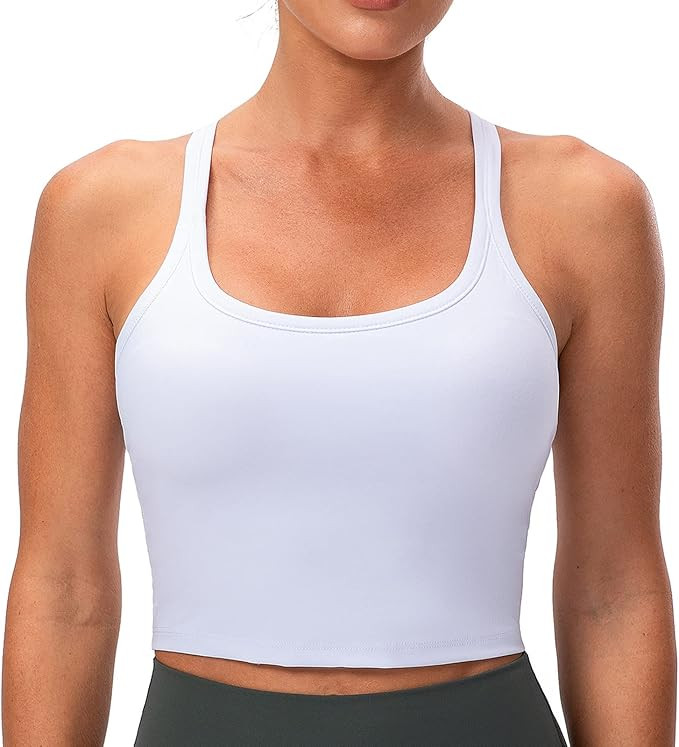 Lavento Women's Racerback Sports Bra Yoga Crop Top with Built in Bra | Amazon (US)