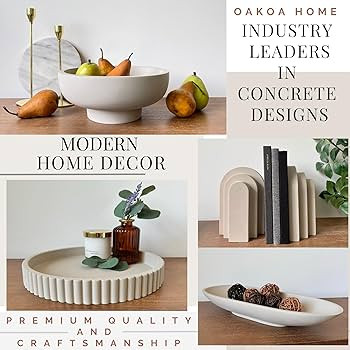OAKOA Concrete Decorative Bowl - White Large Decorative Bowls for Home Decor - Coffee Table Bowl ... | Amazon (US)