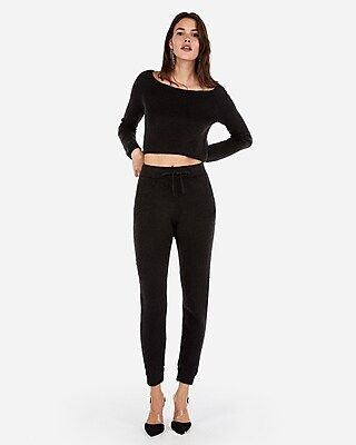 Olivia Culpo High Waisted Ribbed Sweater Track Pant | Express
