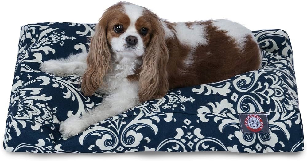 Navy Blue French Quarter Small Rectangle Indoor Outdoor Pet Dog Bed With Removable Washable Cover... | Amazon (US)