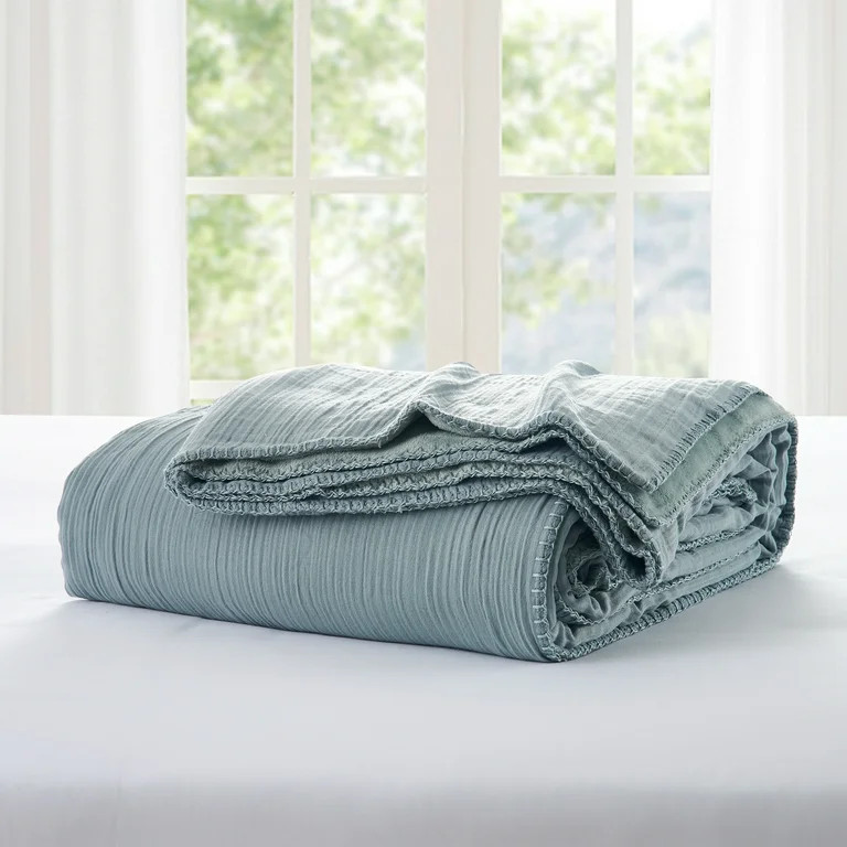 My Texas House Palmer Green Muslin Flannel Bed Blanket, King | Walmart (US)