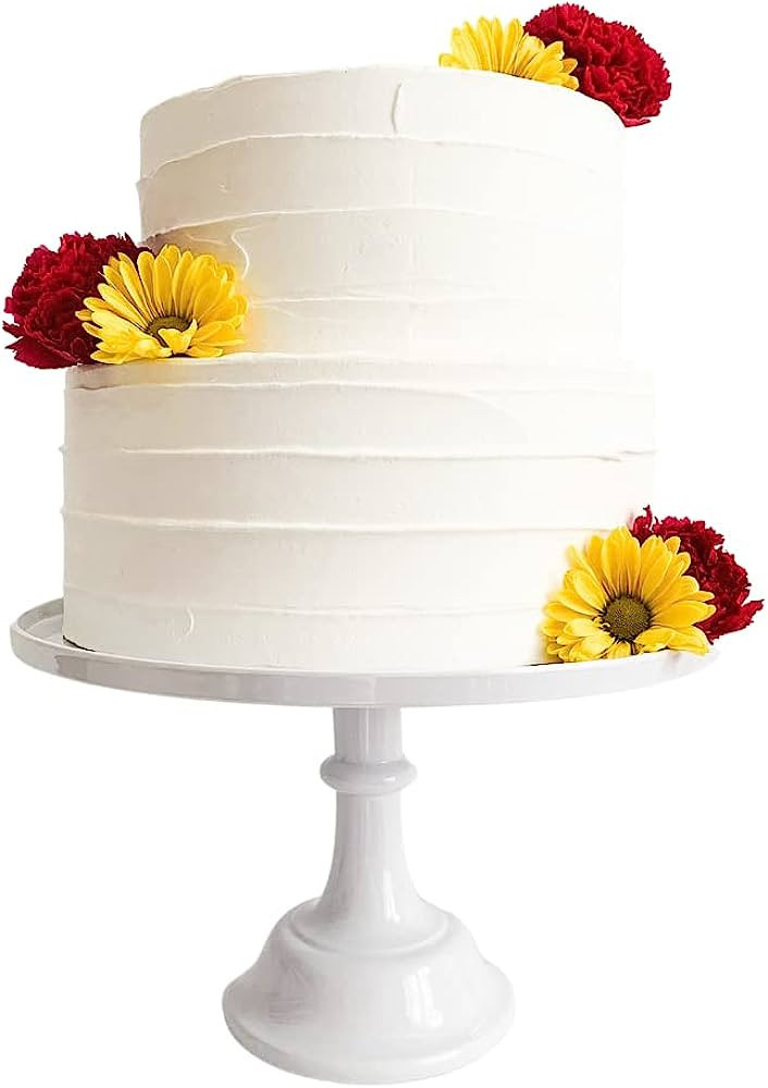 11" White Plastic Cake Stand | Melamine Wedding Cake Stand | Pretty Cake Stands for Dessert Table... | Amazon (US)