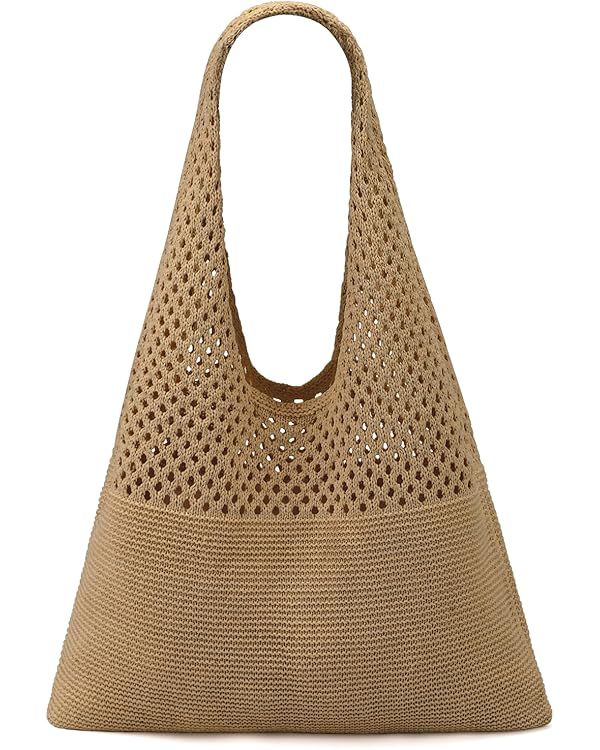 Crochet Tote Bag For Women, Crochet Mesh Beach Tote Bag Summer Vacation Aesthetic Boho Knit Bag f... | Amazon (US)
