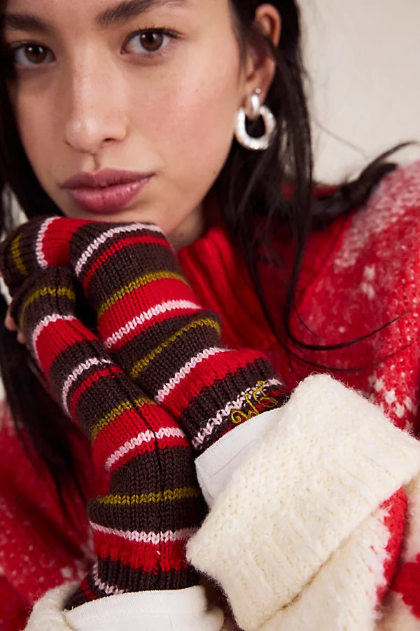 Damson Madder Striped Gloves | Free People (Global - UK&FR Excluded)