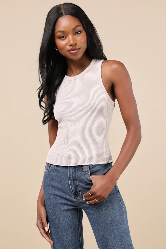 Essential Update Beige Ribbed Tank Top | Lulus
