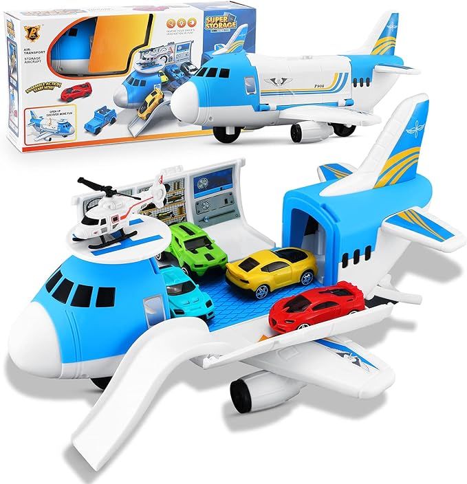 MAPODOUFU Transport Cargo Airplane Car Toy Set with Transport Cargo Airplane & 4pcs Mini Vehicle ... | Amazon (US)