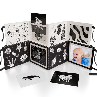 Soft Tummy Time Book with Baby-Safe Mirror - Black & White Montessori Toy with Crinkle & 20 High-Contrast Designs for Infant Development | Target