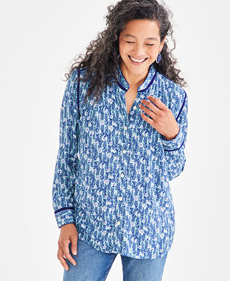 Style & Co Women's Lace-Inset Button-Front Blouse, Created for Macy's - Macy's | Macy's