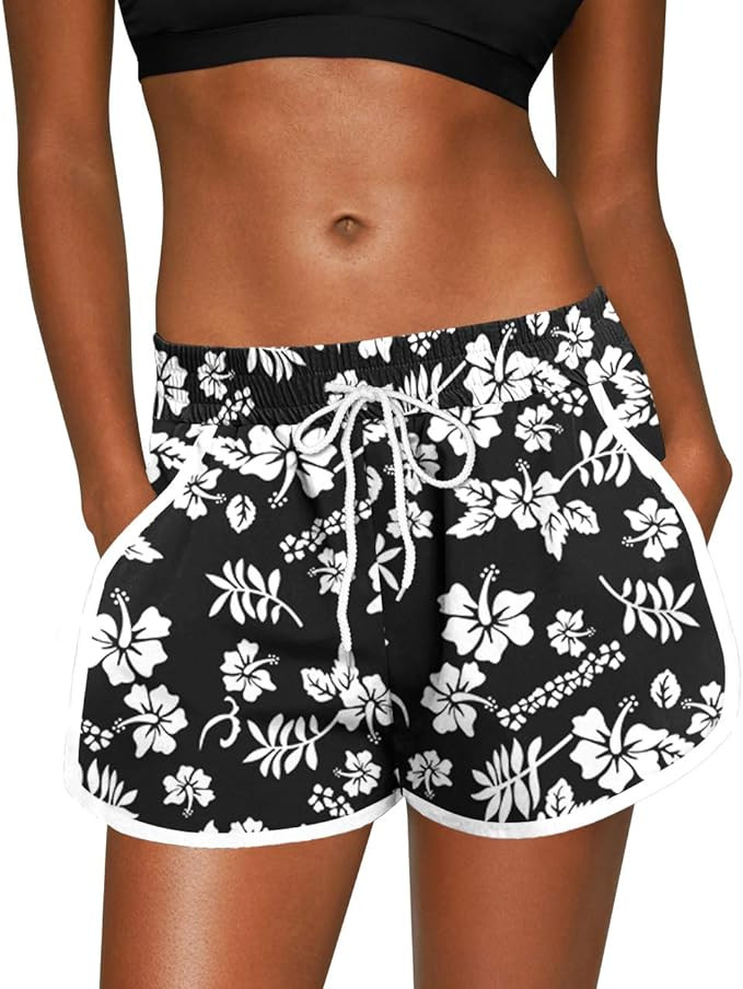 For G and PL Women Summer Floral Beach Boardshorts with Pockets Swim Trunks | Amazon (US)