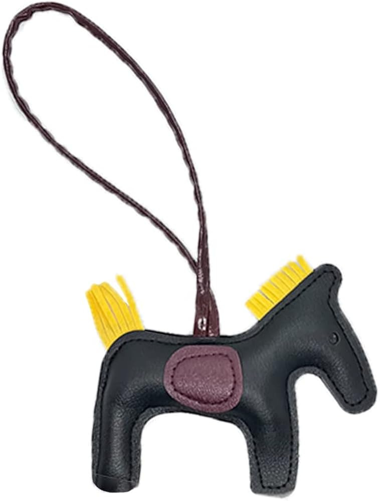 Leather Tassel Pony Keychain Leather sewn horse styling cute fashion bag accessories | Amazon (US)