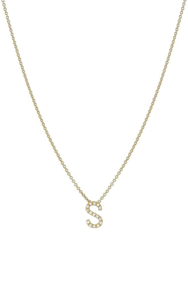 Diamond Initial Necklace, 14K Gold Pave Diamond Letter Necklace, Personalized Diamond Letter Neck... | Amazon (US)