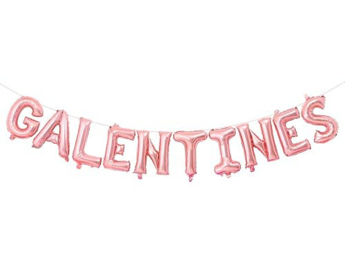 Galentines Day Decorations Rose Gold Foil Balloons Letter 16 Inches Tall Galentines Balloons Banner for Galentines Day Party Decor, Galentines Decorations for Ladies Girls Valentines Day Party Decor | Amazon (US)