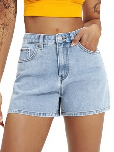 Xineicy Jean Shorts for Women Mid Waisted Y2K Cut Off Short Trendy Summer Hot Short Pants Light Blue | Amazon (US)