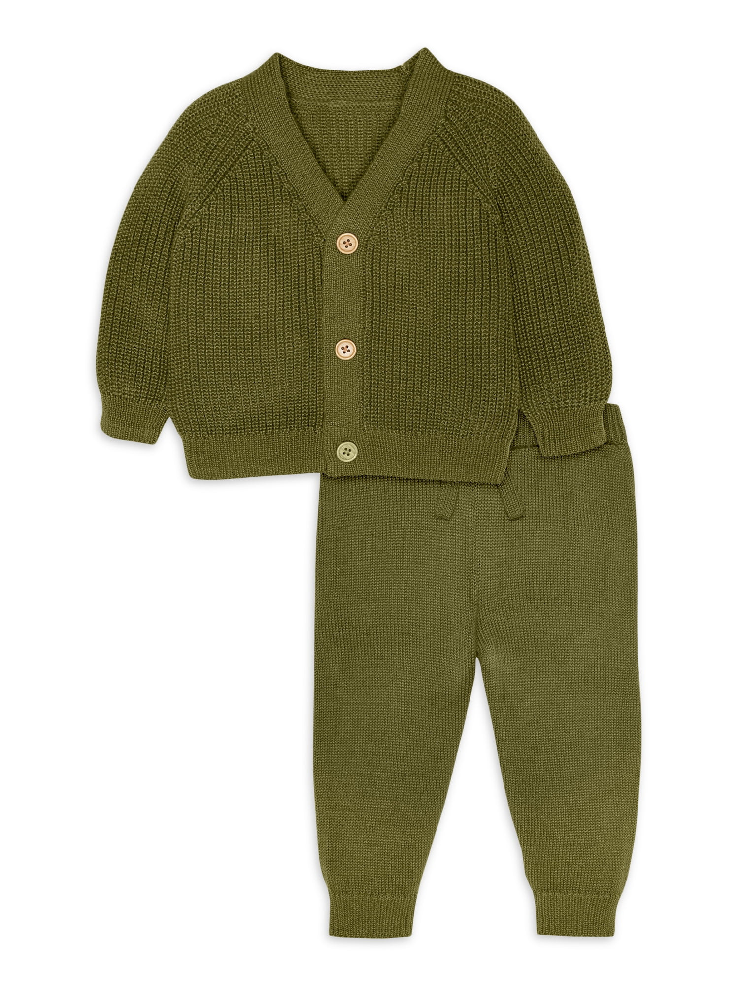 Modern Moments By Gerber Baby Unisex Knit Cardigan Sweater & Jogger Set, 2 Piece, Sizes 0/3-24M | Walmart (US)
