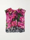 Click for more info about Ruffled paneled floral-print silk-satin and cotton top