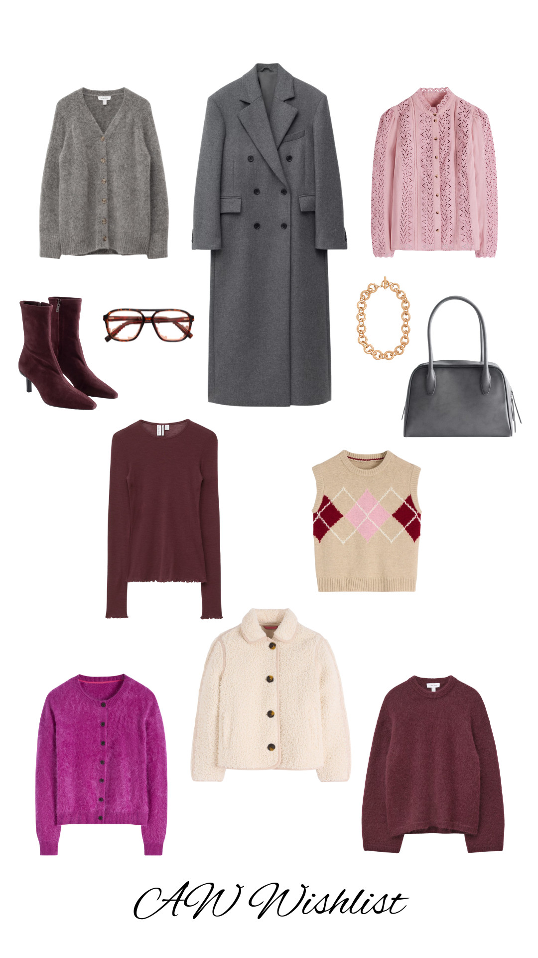 Autumn Outfits, Leather Bag, Wool Coat, Ankle Boots, Wool Top, Mohair Cardigan, Tank Top, Borg Jacket, Blouse, Cashmere Cardigan, Necklace, Sunglasses, Jumper, Boden, & Other Stories 

 #LTKuk #LTKautumn #LTKstyletip