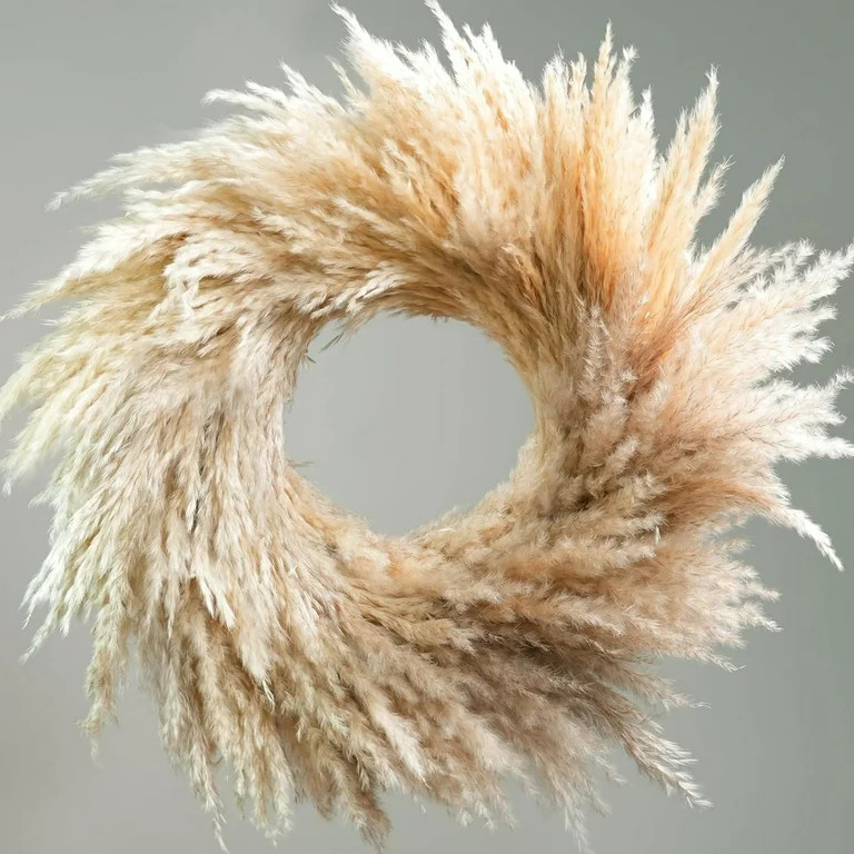 THOPBPRK Natural Pampas Grass Wreath, 12'' Real Pampas Wreath for Front Door, Boho Wall Decor, Fa... | Walmart (US)