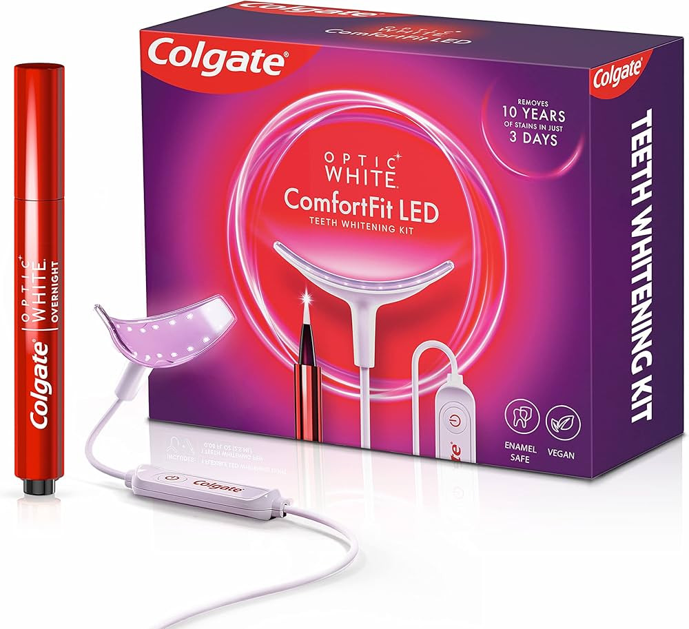 Colgate Optic White ComfortFit Teeth Whitening Kit with LED Light and Whitening Pen, LED Teeth Wh... | Amazon (US)