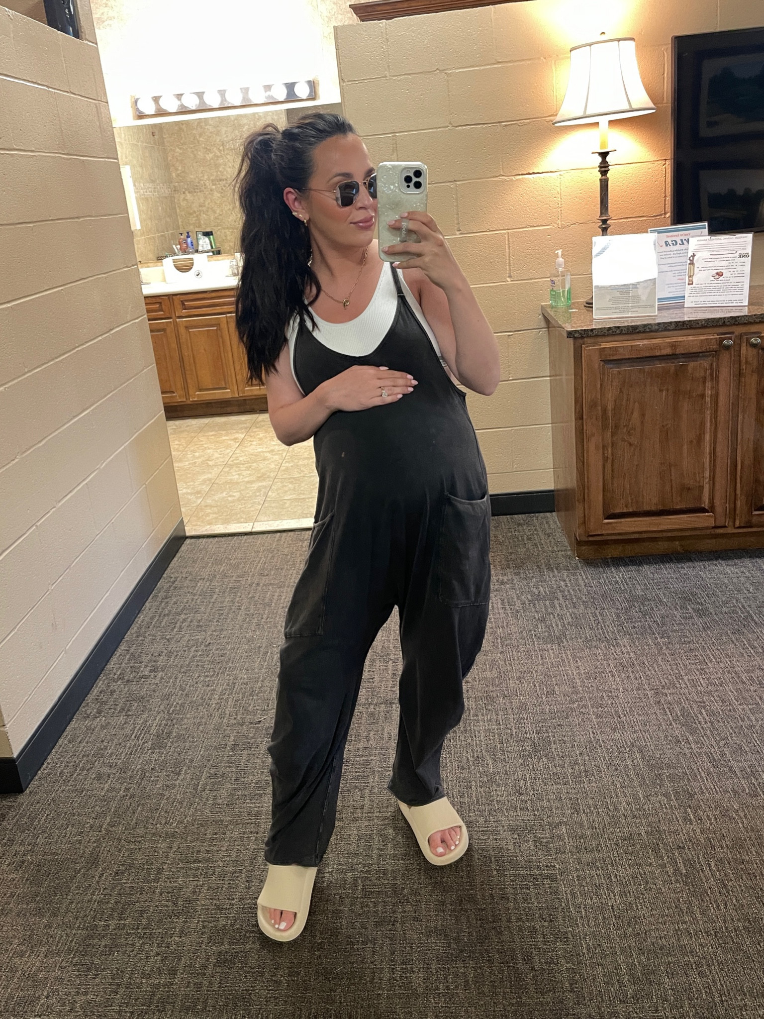 The 36 weeks pregnant uniform 🫡 I’d been living in this Free People hot shot onesie so much I grabbed another color. This + the cloud sandals from Amazon have been my go-to for maternity comfort. 

#LTKbump #LTKunder100