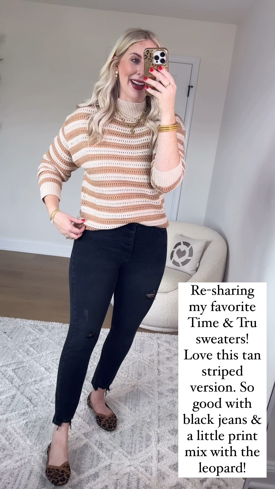 Walmart Tryon, Walmart outfit, Walmart fashion, Walmart time and tru, black jeans, striped sweater 

Medium 

#LTKVideo #LTKSeasonal #LTKFindsUnder50