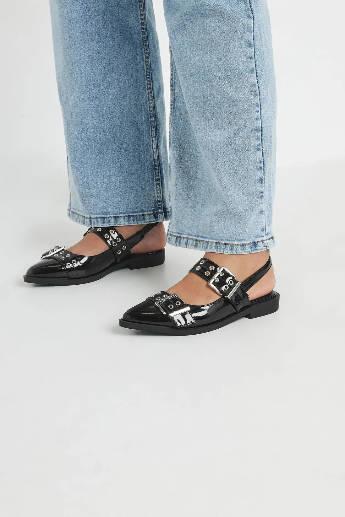Buckle Detail Pointed Slingback Flats | Boohoo.com (UK & IE)
