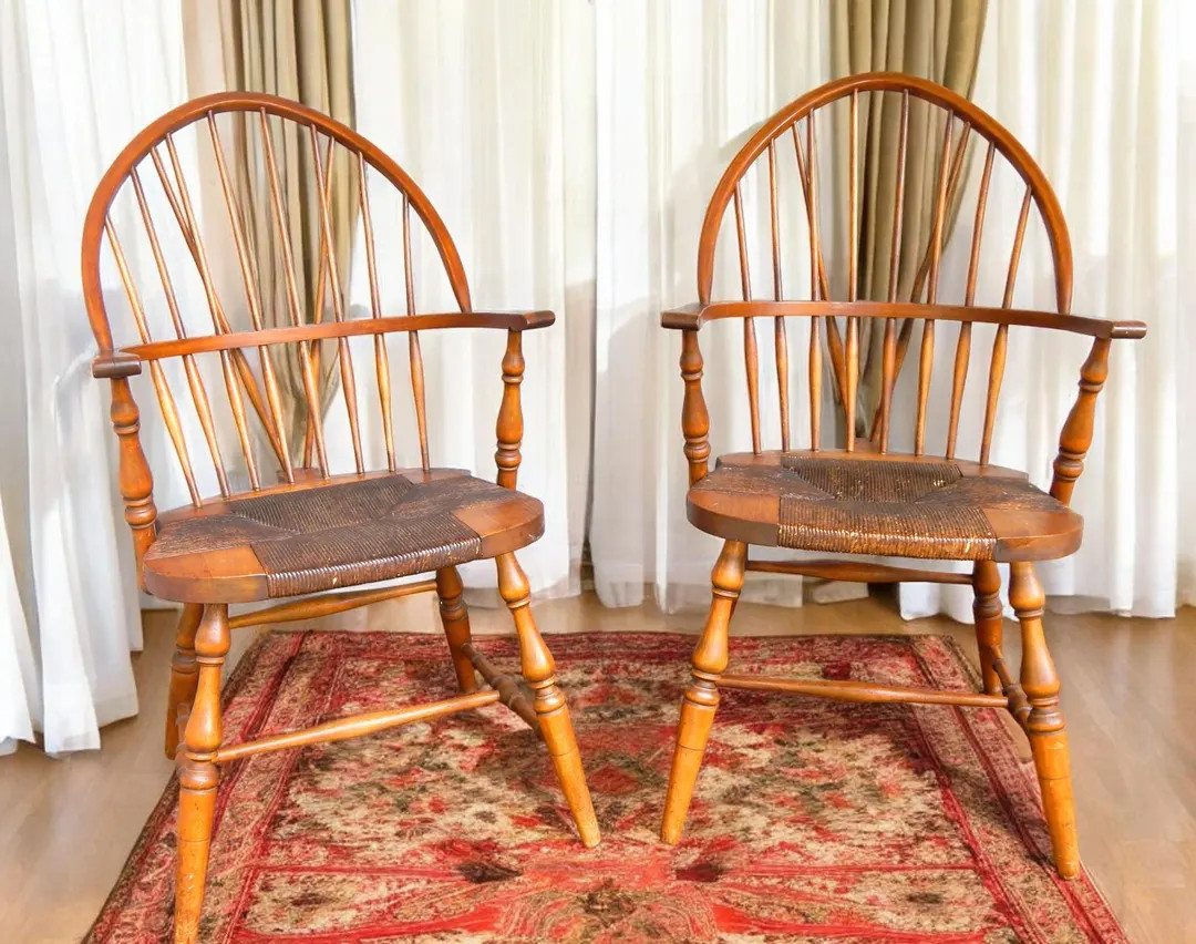 PAIR C. 1910 Antique Karpen Co. Maple Windsor Chairs - Etsy | Etsy (US)