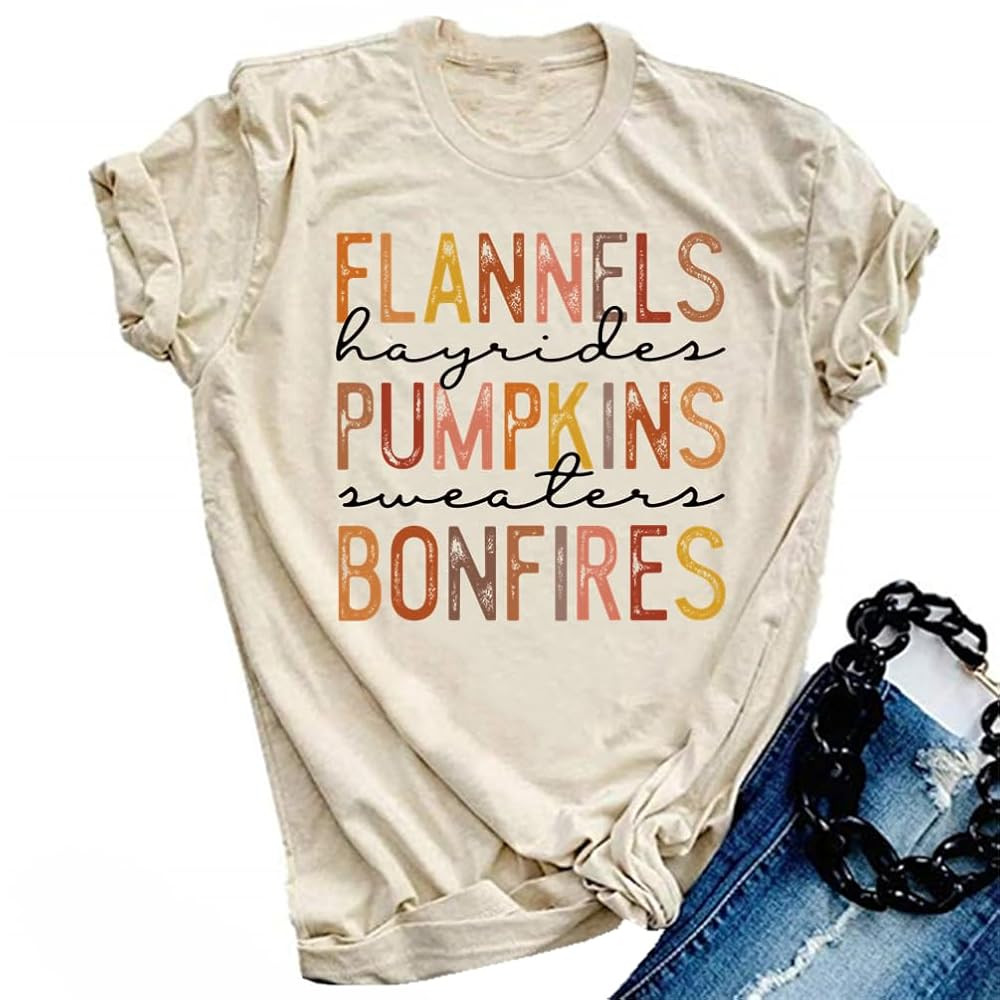 Halloween Pumpkin Shirts Women Fall T-Shirts Cute Autumn Graphic Tees Thanksgiving Tops | Amazon (US)