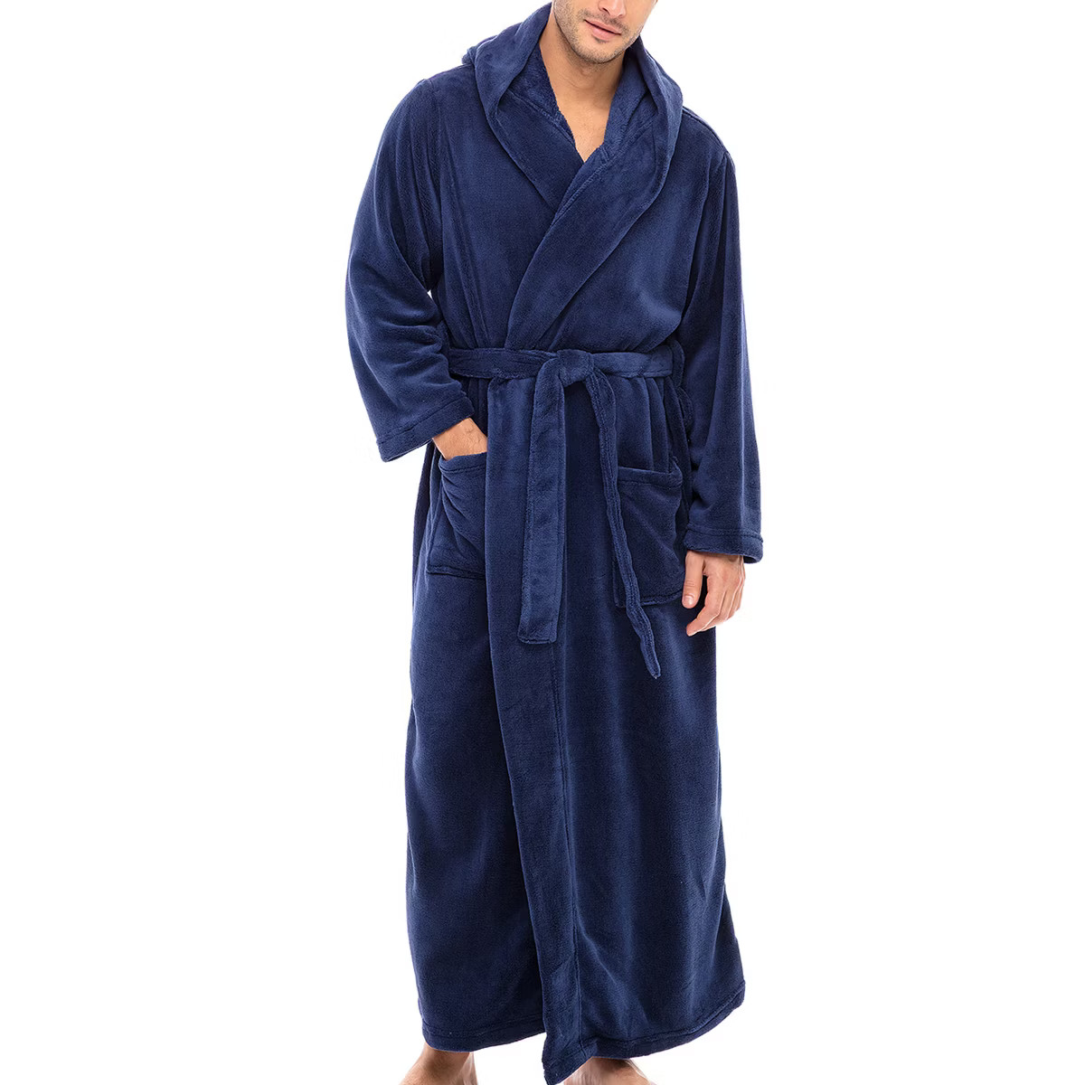 Men's Classic Winter Robe, Full Length Hooded Bathrobe, Cozy Plush Fleece | Target