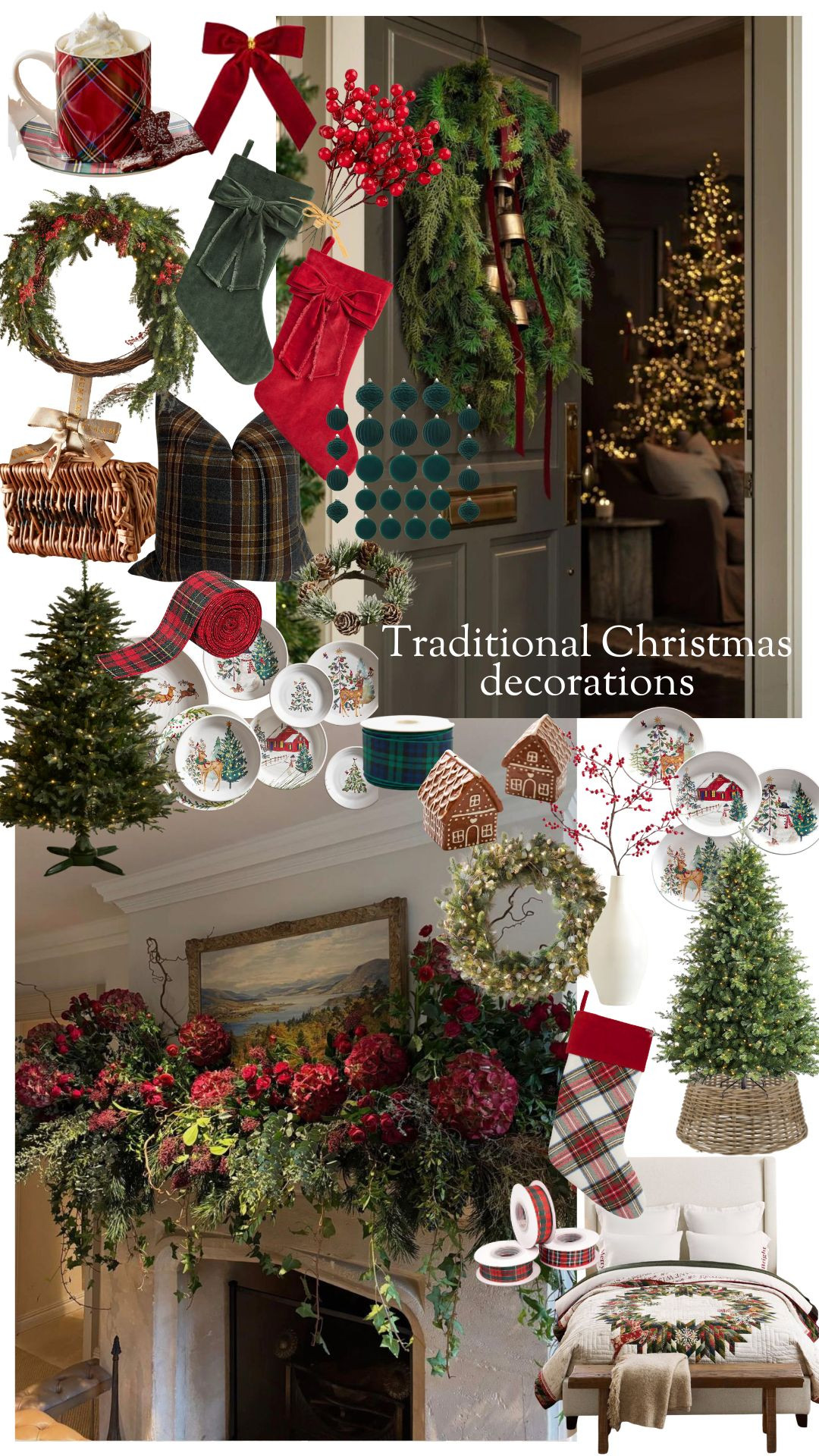 Traditional Christmas decorations, festive decs, Christmas table, tree decorating, tartan, faux Christmas tree, December decorations, stockings  

 #LTKuk #LTKwinter #LTKfestive