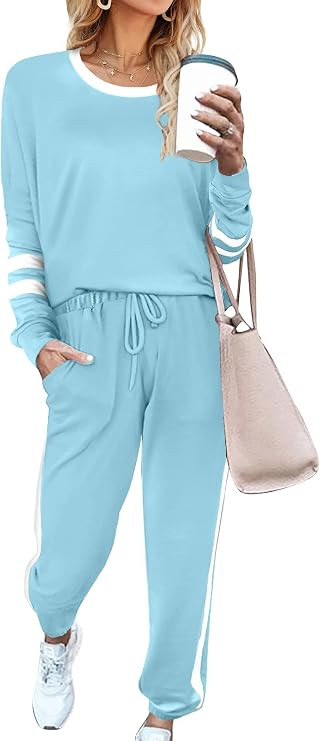 Aloodor Sweatsuit for Women 2 Piece Outfits for Womens Crewneck Sweatshirts Pullover | Amazon (US)