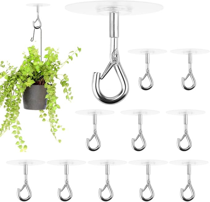 12 Pcs Self Adhesive Ceiling Hooks No Drilling Ceiling Hooks Stainless Steel Eye Hooks for Hangin... | Amazon (US)