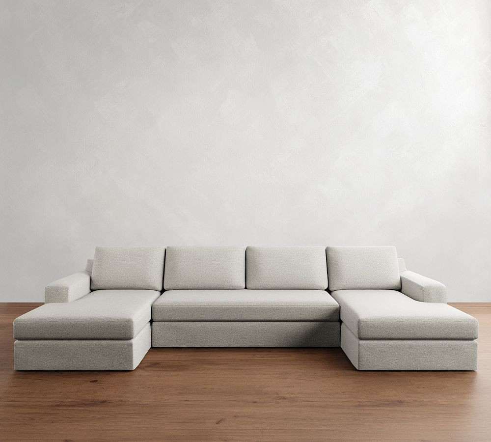 Big Sur Square Arm Slipcovered Double Chaise Sectional (146"–198") | Pottery Barn (US)