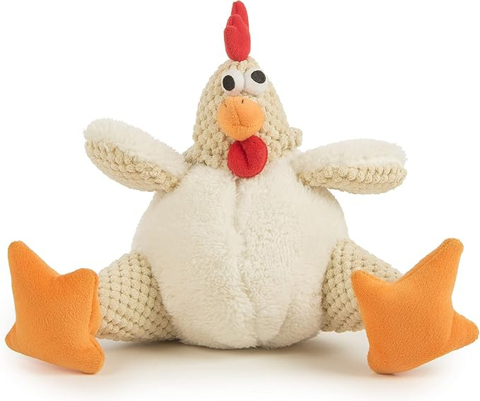 goDog Checkers Fat Rooster Squeaky Plush Dog Toy, Chew Guard Technology - White, Large | Amazon (US)