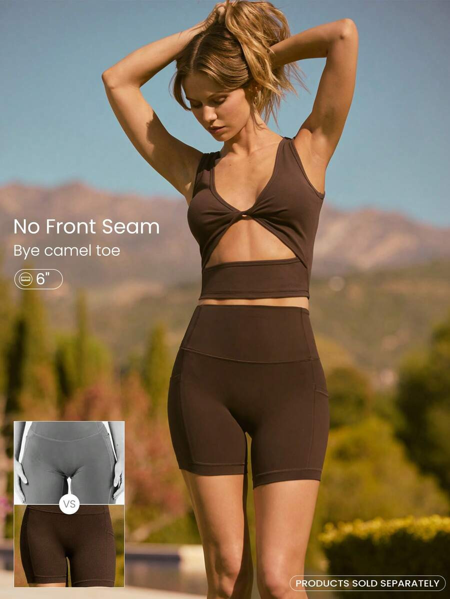 GLOWMODE 6" FeatherFit™ Making Moves Buttery-Soft Stretchy Sweat-Wicking Front Tummy Control Hi... | SHEIN