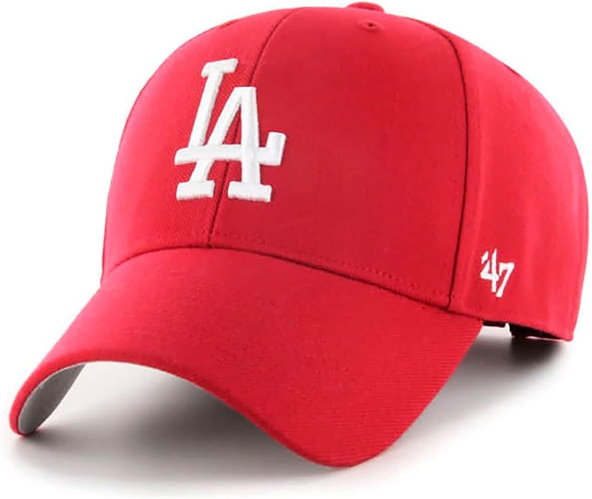'47 Los Angeles Dodgers Hat Mens Womens MVP Adjustable Cap, Red, White Logo | Amazon (US)
