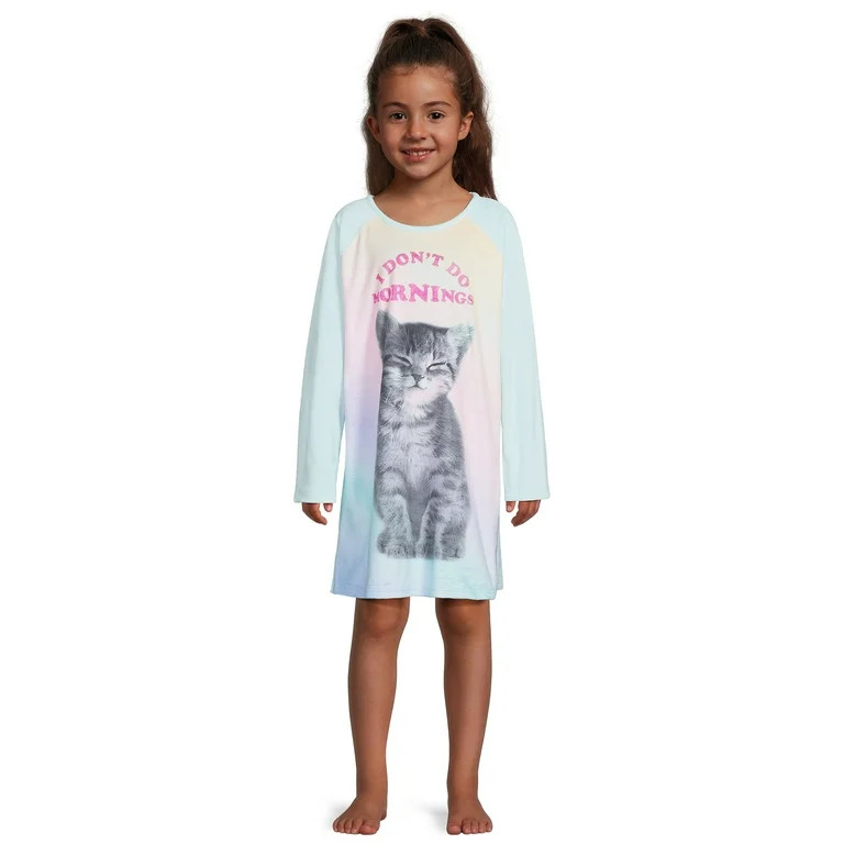 Wonder Nation Girls Long Sleeve Fleece Sleep Gown, Sizes 4-18 & Plus - Walmart.com | Walmart (US)