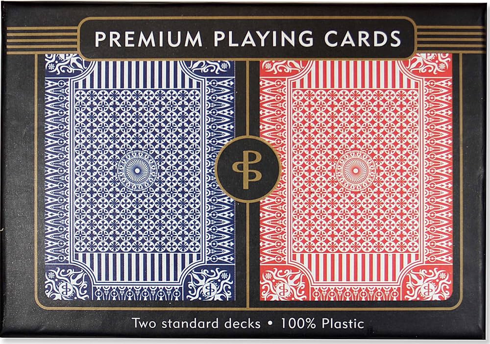 Blue & Red Premium Plastic Playing Cards, Set of 2, Poker Size Deck (Standard Index) | Amazon (US)