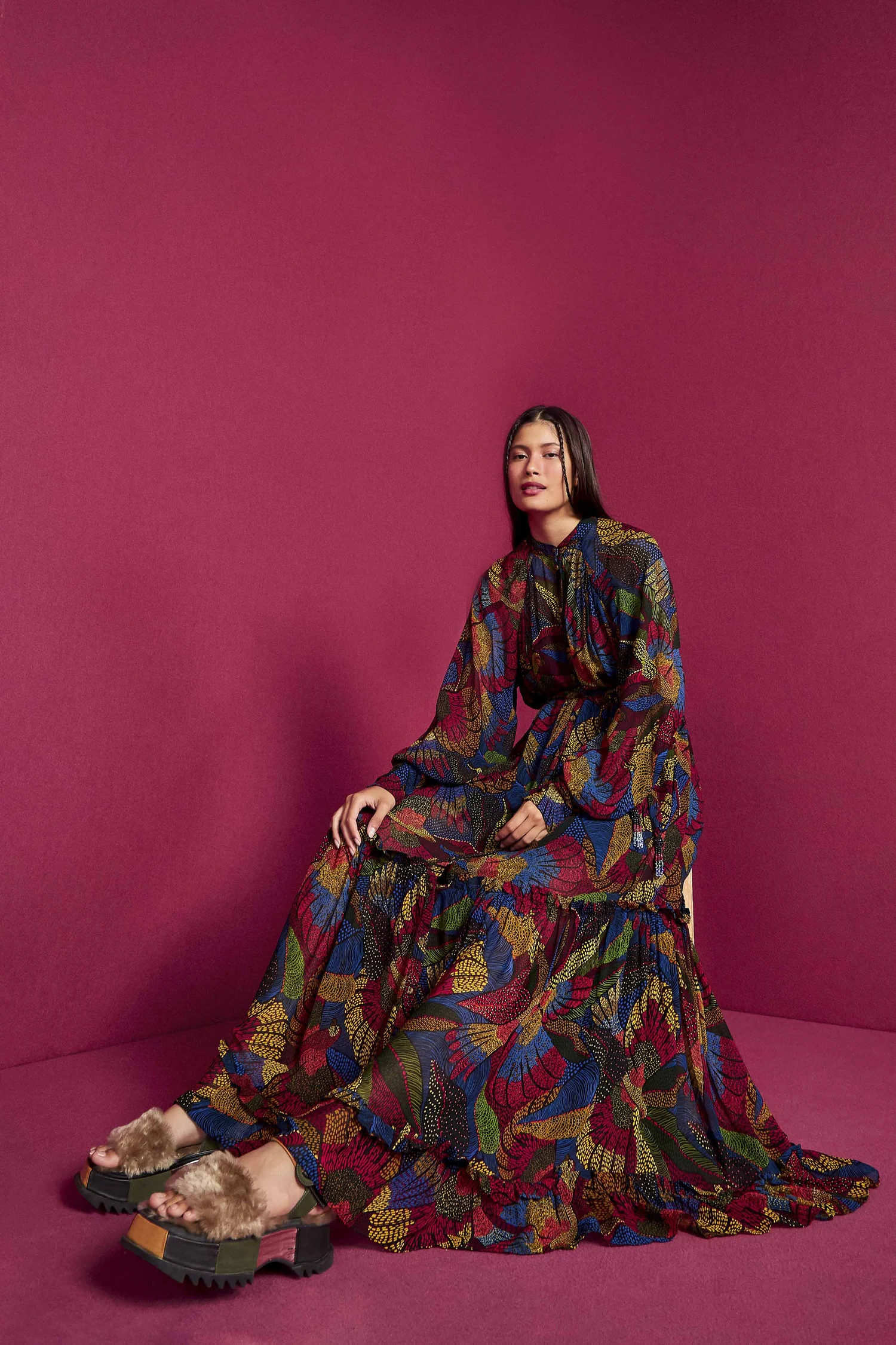 Dotted Macaws Long Sleeve Maxi Dress | FarmRio (US)