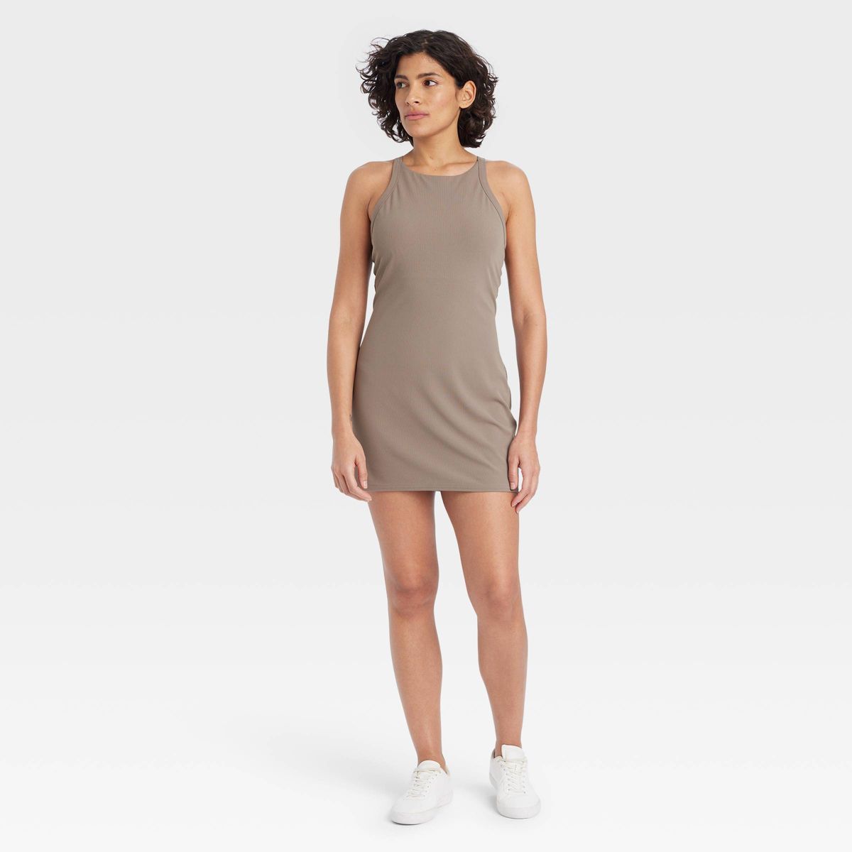 Women's Fine Rib Active Dress - All In Motion™ Taupe M | Target