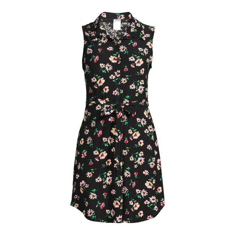 No Boundaries Juniors Lace Back Shirt Dress | Walmart (US)