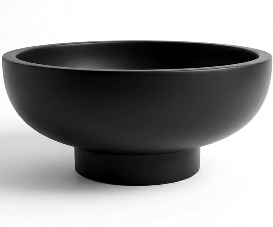 OAKOA Concrete Black Decorative Bowl for Home Decor - Black Fruit Bowl - Modern Pedestal Coffee T... | Amazon (US)