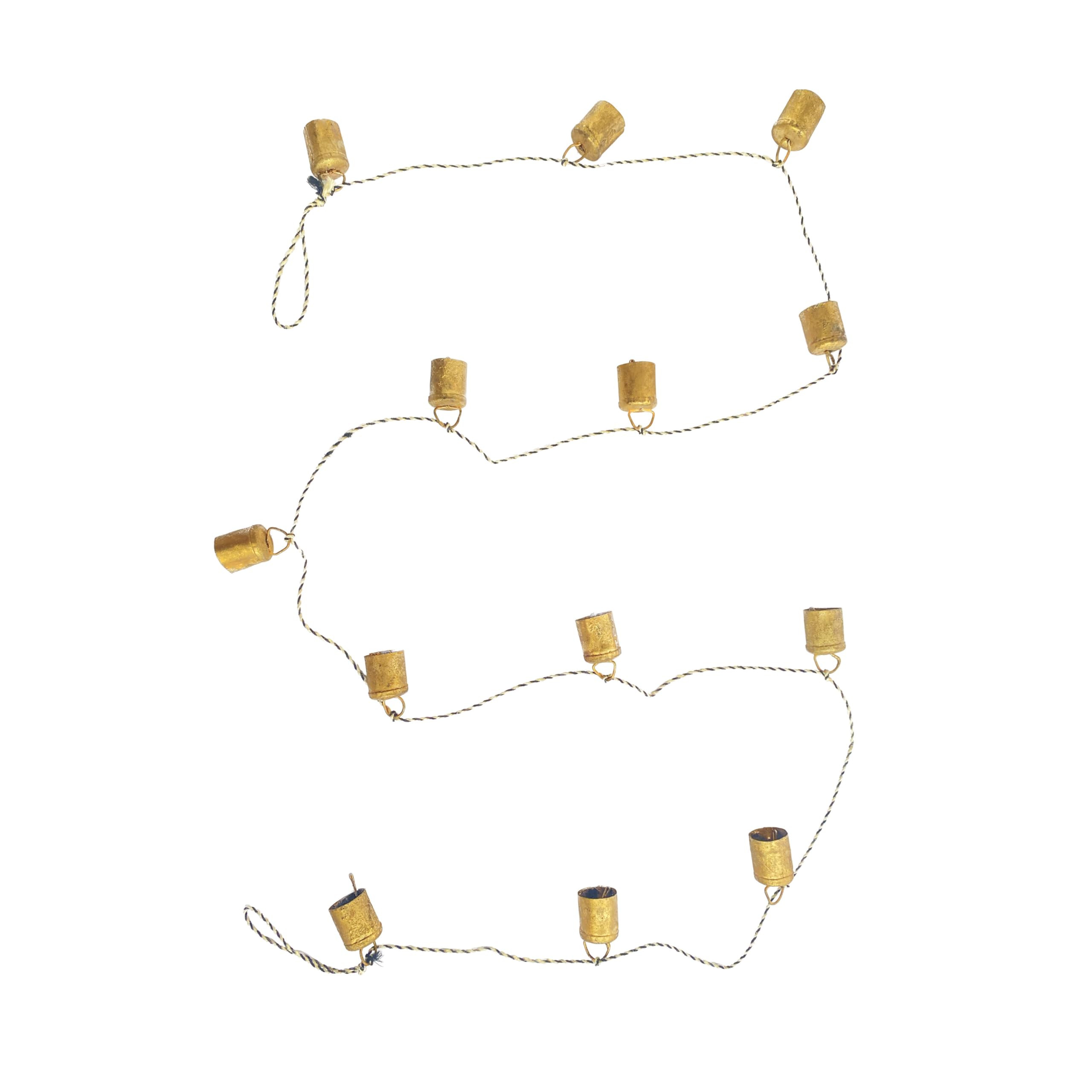 Creative Co-Op Metal Bell Garland with Black and White String, Antique Gold Finish | Amazon (US)