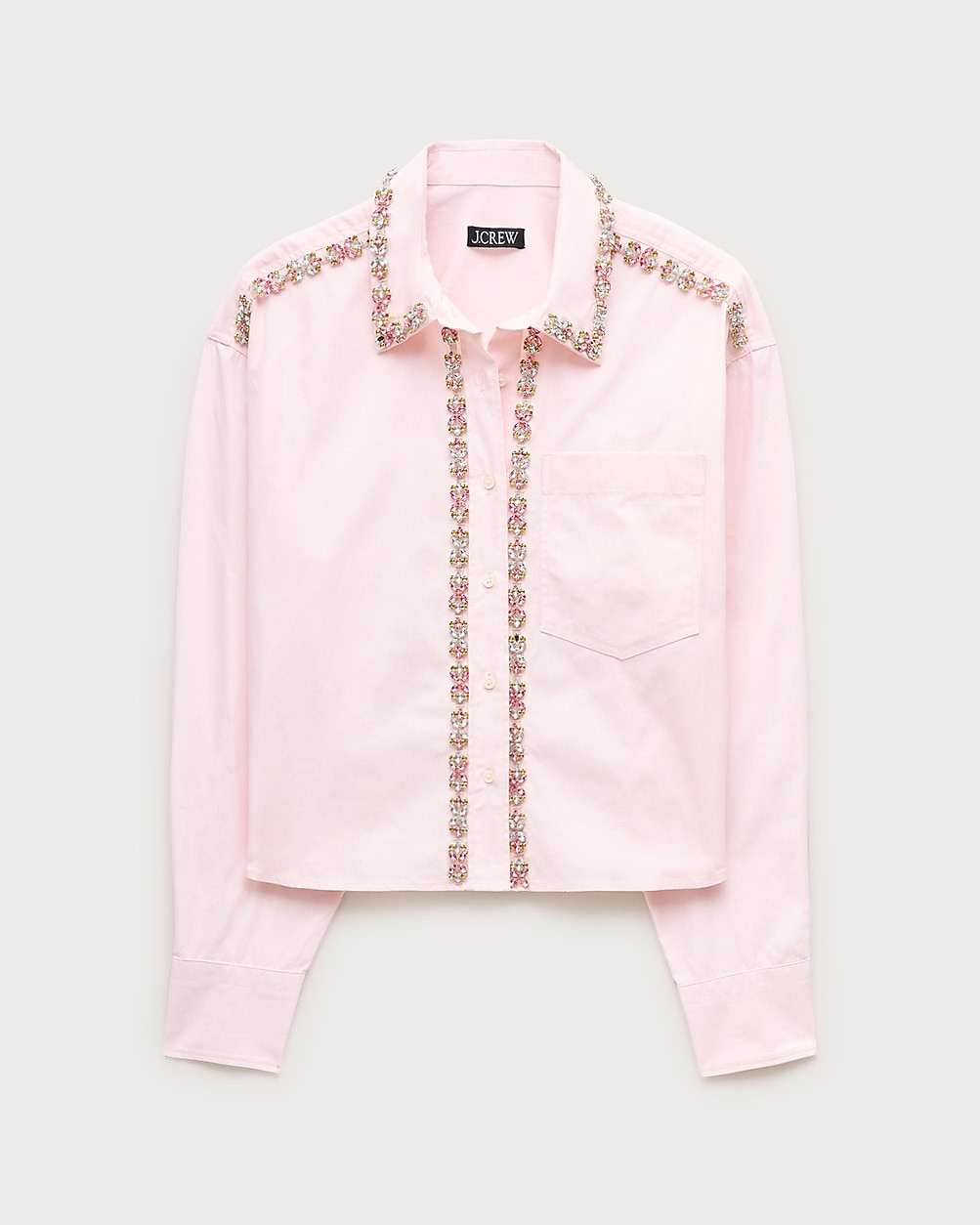 Étienne cropped button-up shirt in embellished cotton poplin | J. Crew US
